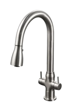 Houzer Trinity 1.75 GPM Dual Handle pull Down Kitchen Faucet - Brass, Brushed Nickel, TRNPD-3000-BN