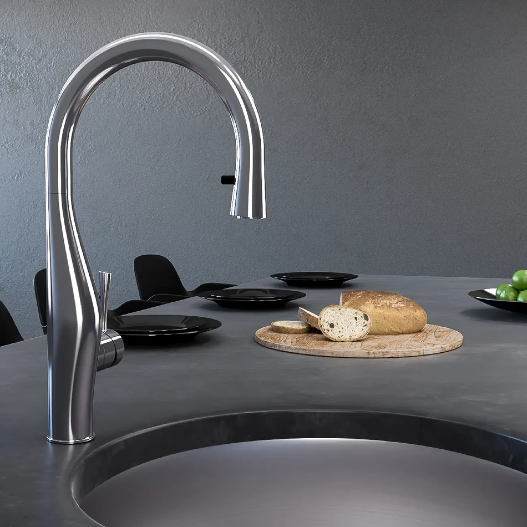 Houzer Vision Hidden Pull Down Kitchen Faucet Brushed Nickel, VISPD-869-BN