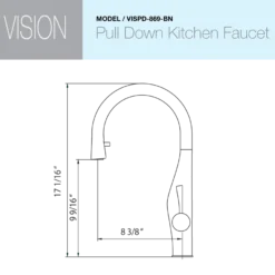 Houzer Vision Hidden Pull Down Kitchen Faucet Brushed Nickel, VISPD-869-BN
