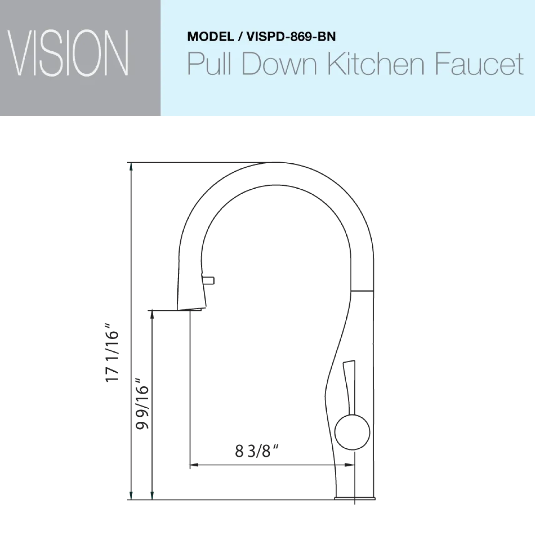 Houzer Vision Hidden Pull Down Kitchen Faucet Brushed Nickel, VISPD-869-BN