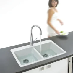 Houzer Vision Hidden Pull Down Kitchen Faucet Brushed Brass, VISPD-869-BB