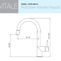 Houzer Vitale Pull Down Kitchen Faucet with CeraDox Technology Polished Chrome, VITPD-668-PC