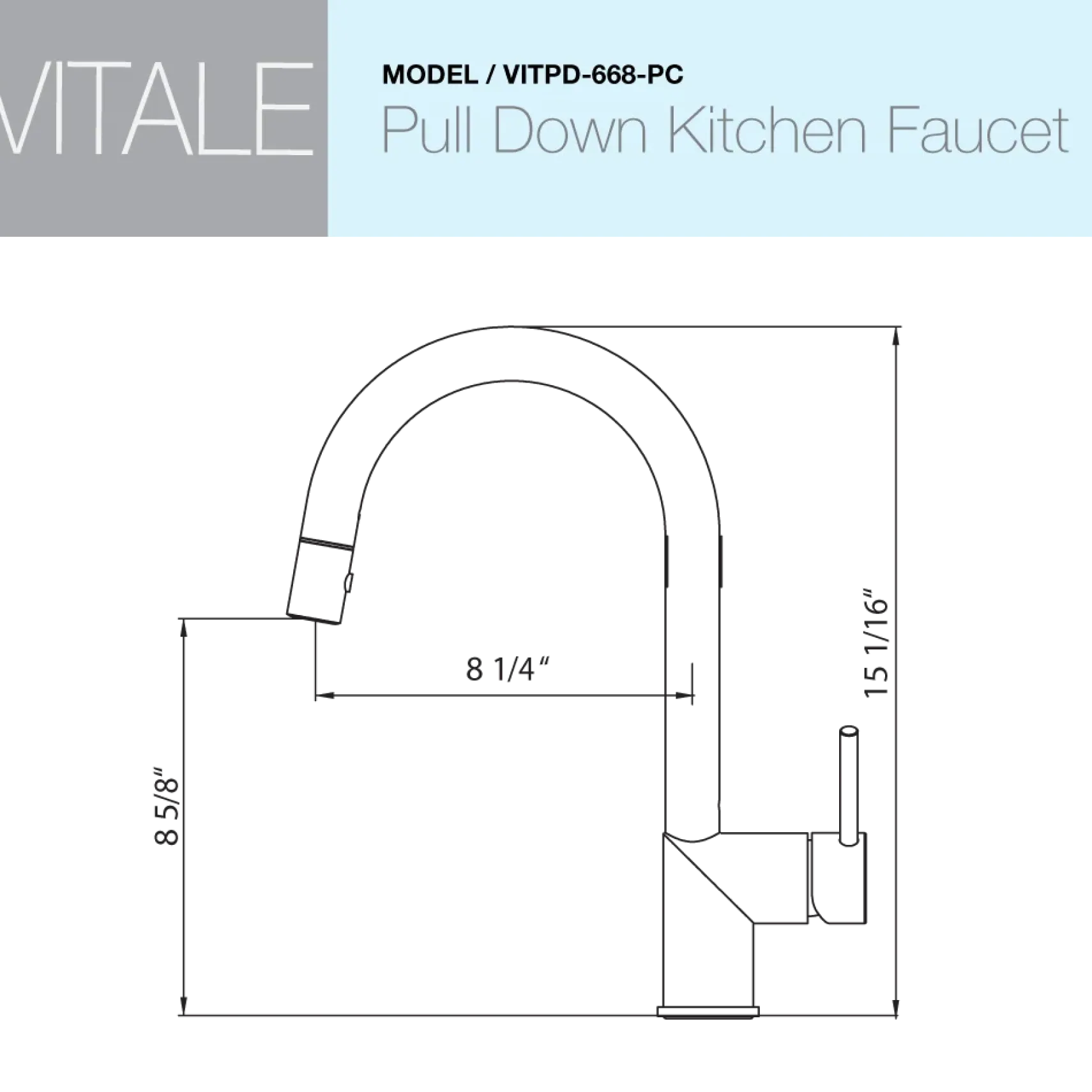 Houzer Vitale Pull Down Kitchen Faucet with CeraDox Technology Polished Chrome, VITPD-668-PC