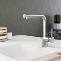 Houzer Vitale Pull Out Kitchen Faucet with CeraDox Technology Polished Chrome, VITPO-664-PC
