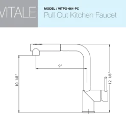 Houzer Vitale Pull Out Kitchen Faucet with CeraDox Technology Polished Chrome, VITPO-664-PC