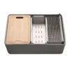 Houzer Aspire 30 inch Gray Fireclay Farmhouse Apron Front Single Bowl Workstation Sink with Accessories - PTW-3020S GR