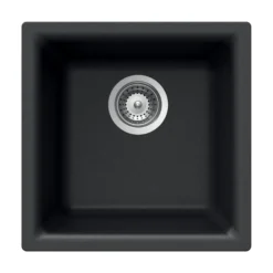 Houzer 16" Composite Granite Dual Mount Bar/Prep Sink, Black, E-100 MIDNITE