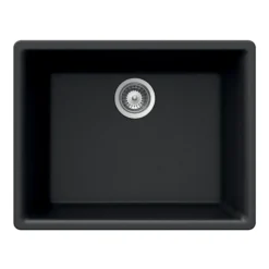 Houzer 24" Composite Granite Undermount Single Bowl Kitchen Sink, Black, G-100U MIDNITE