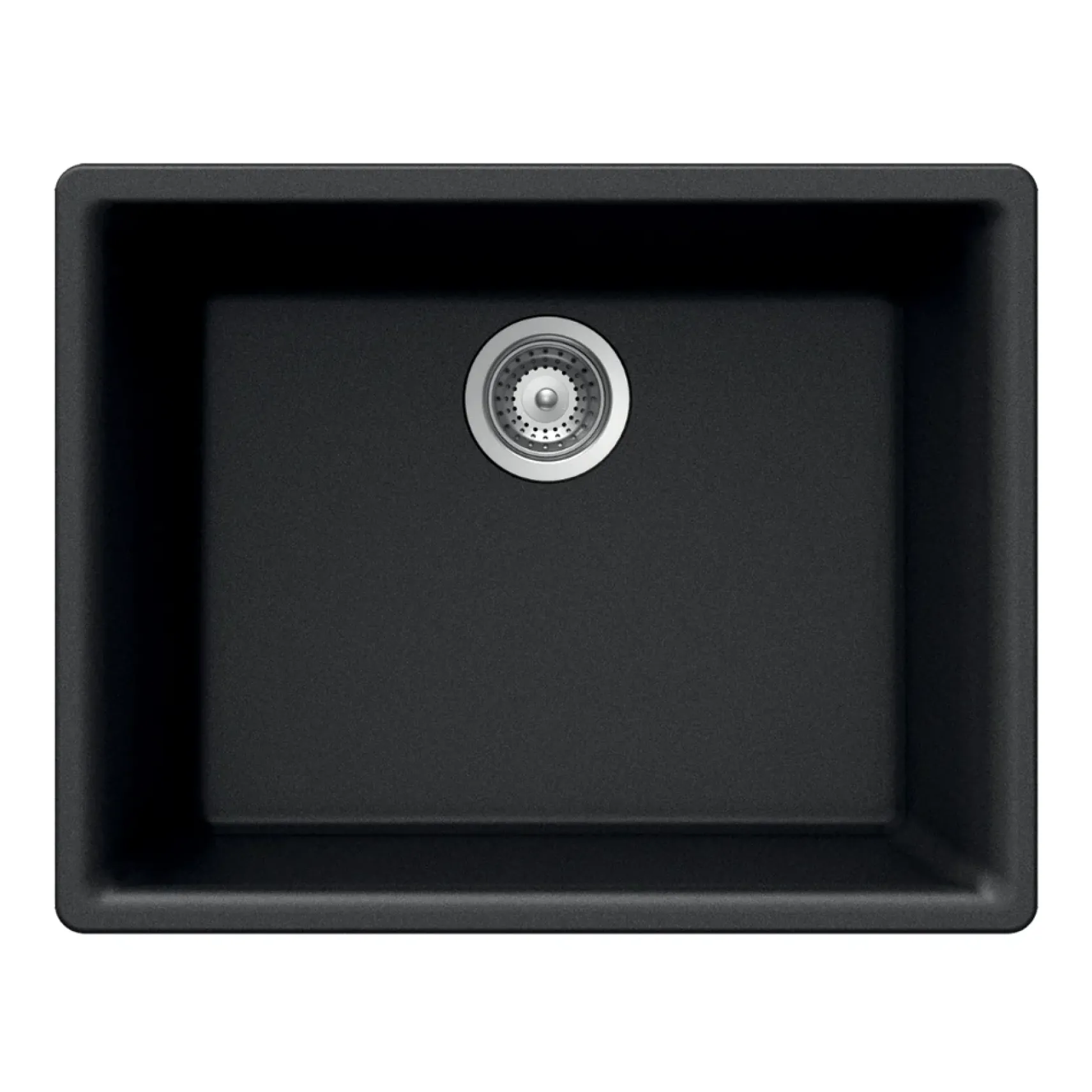 Houzer 24" Composite Granite Undermount Single Bowl Kitchen Sink, Black, G-100U MIDNITE