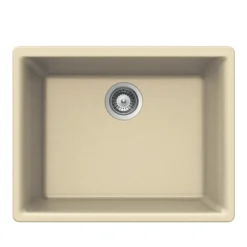 Houzer 24" Composite Granite Undermount Single Bowl Kitchen Sink, Biscuit, G-100U SAND