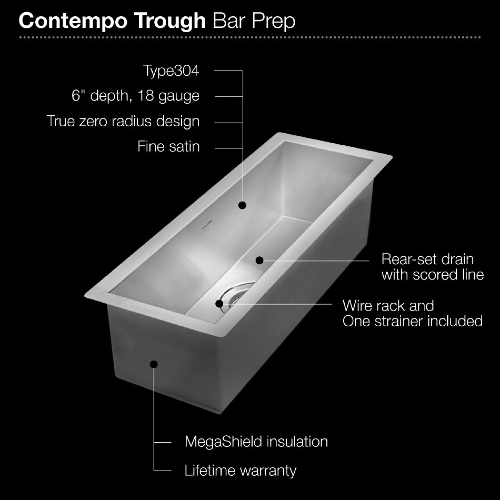 Houzer Contempo 9" Undermount Stainless Steel Kitchen Sink, 18 Gauge, CTB-2385