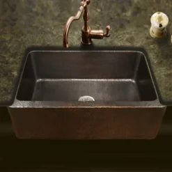 Houzer 32" Copper Single Bowl Farmhouse Apron Front Kitchen Sink, HW-COP11