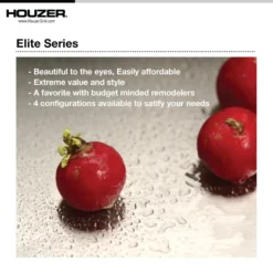 Houzer Elite 31 inch Stainless Steel Undermount 50/50 Double Bowl Kitchen Sink with Strainer & Grid - 20 Gauge, ED-3108-C