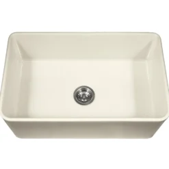 Houzer 33" Fireclay Farmhouse Apron Front Single Bowl Kitchen Sink, Biscuit, PTG-4300 BQ