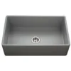 Houzer 33" Fireclay Single Bowl Farmhouse Kitchen Sink, Gray, Platus Series, PTG-4300 GR