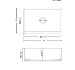 Houzer 30" Fireclay Single Bowl Farmhouse Kitchen Sink, Black, Platus Series, PTS-4100 BL