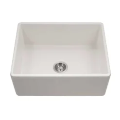 Houzer 26" Fireclay Single Bowl Farmhouse Kitchen Sink, Biscuit, Platus Series, PTS-2600 BQ