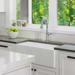 Houzer 26" Fireclay Single Bowl Farmhouse Kitchen Sink, White, Platus Series, PTS-2600 WH