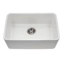 Houzer 23" Fireclay Undermount Single Bowl Kitchen Sink, White, Platus Series, PTU-2400 WH