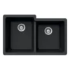Houzer 33" Granite Undermount 60/40 Double Bowl Kitchen Sink, Black, M-175U MIDNITE