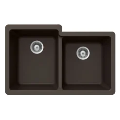 Houzer 33" Granite Undermount 60/40 Double Bowl Kitchen Sink, Mocha, M-175U MOCHA