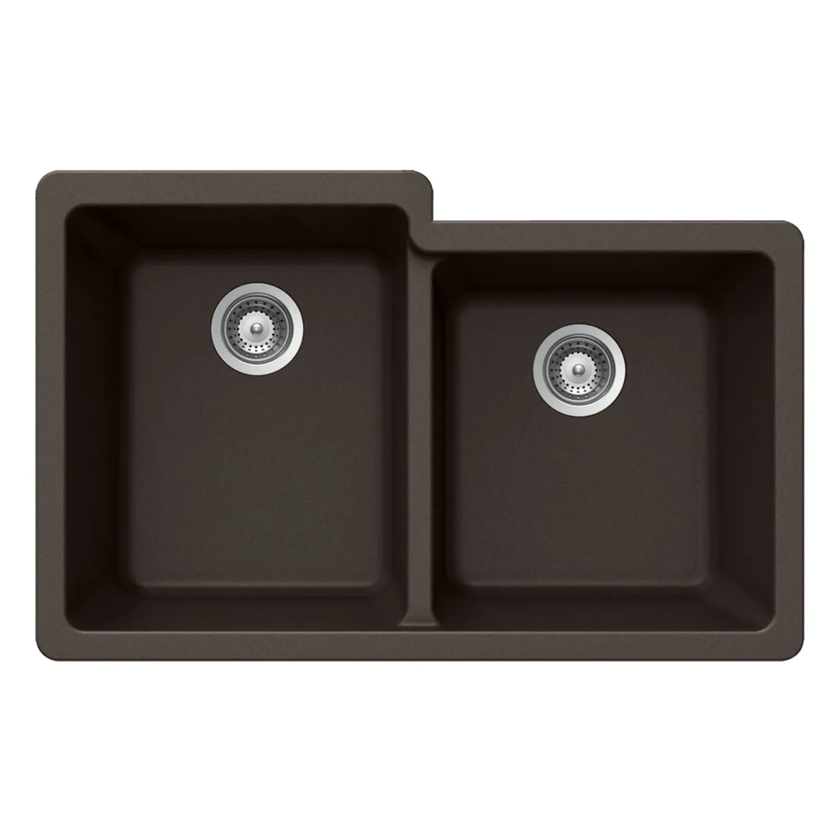 Houzer 33" Granite Undermount 60/40 Double Bowl Kitchen Sink, Mocha, M-175U MOCHA