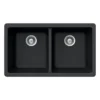 Houzer 33" Granite Undermount 50/50 Double Bowl Kitchen Sink, Black, M-200U MIDNITE