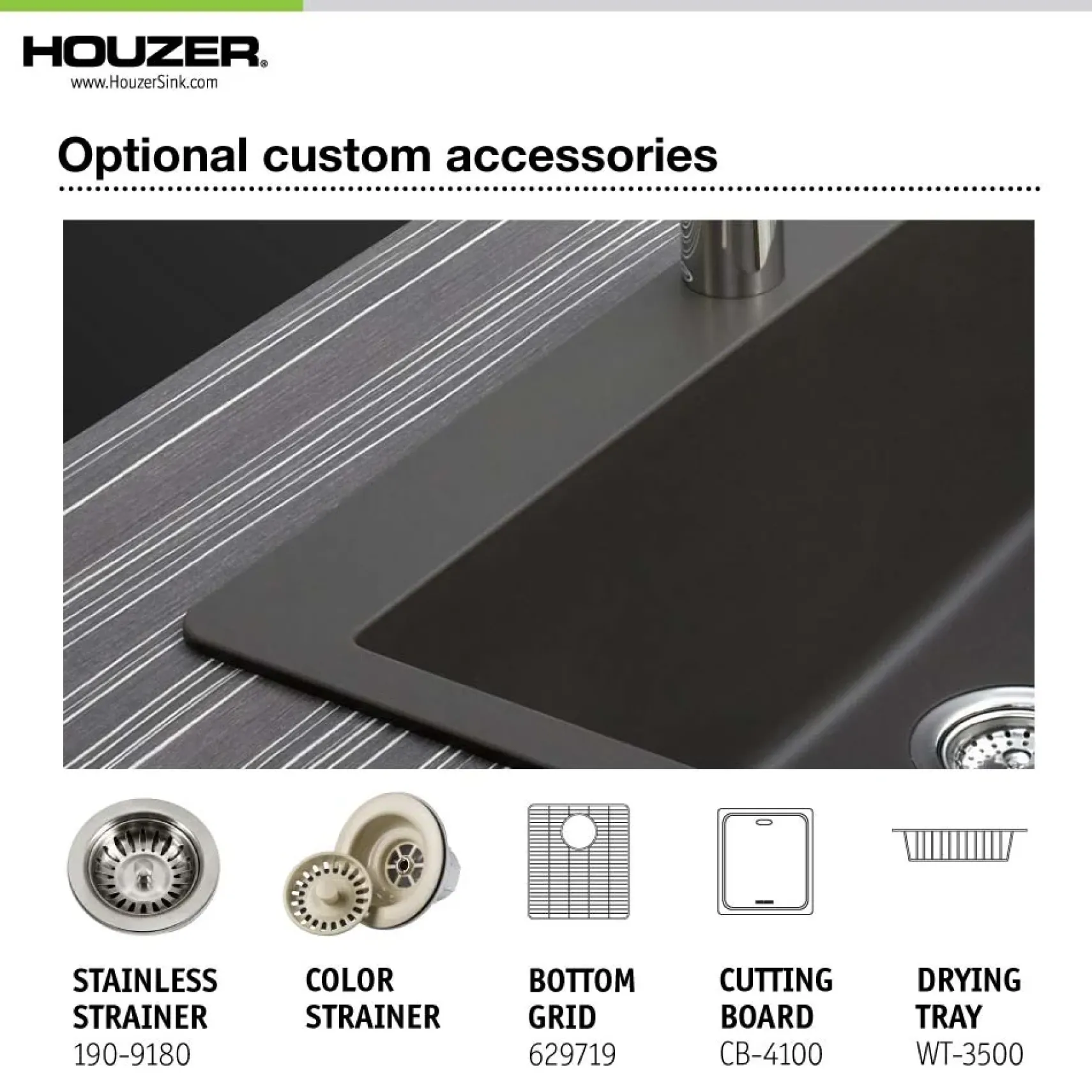 Houzer 33" Granite Undermount 50/50 Double Bowl Kitchen Sink, Black, M-200U MIDNITE