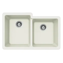 Houzer 33" Granite Undermount 60/40 Double Bowl Kitchen Sink, Cloud, M-175U CLOUD