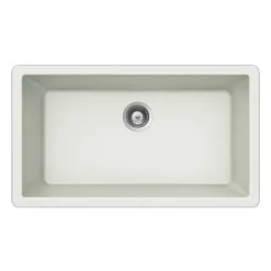 Houzer 33" Granite Undermount Single Bowl Kitchen Sink, White, V-100U CLOUD