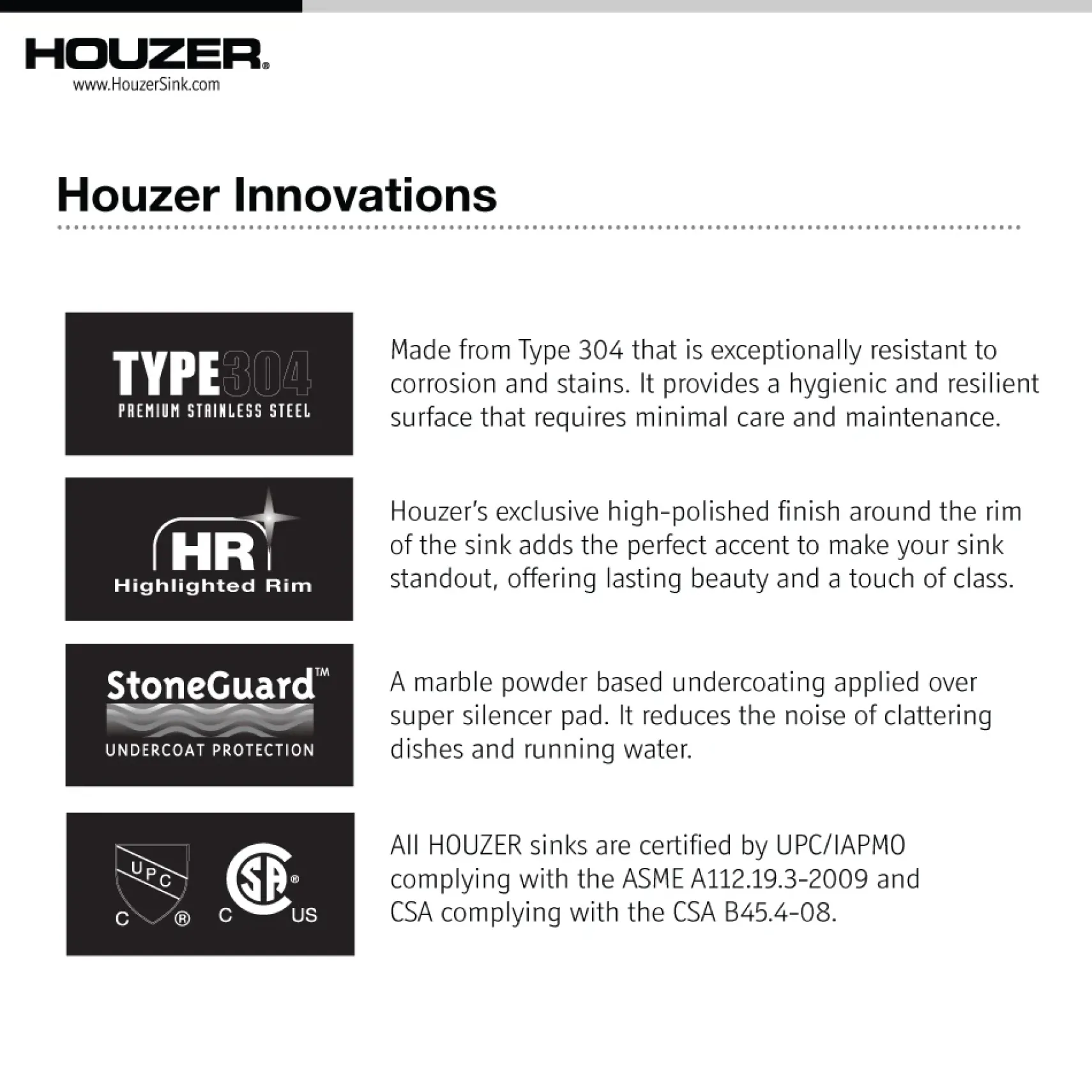 Houzer Hospitality 15" Stainless Steel Drop-in Topmount 2-hole Single Bowl Bar Sink with Strainer - 23 Gauge, 1515-6BS-C