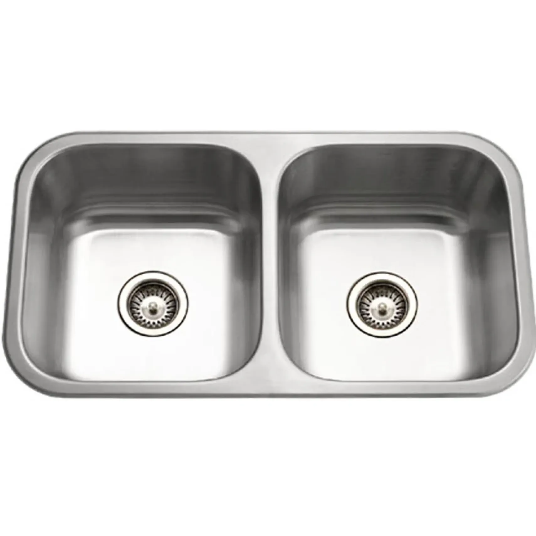 Houzer Medallion Classic 32" 50/50 Double Bowl Stainless Steel Undermount Kitchen Sink, 18 Gauge, MD-3109-1
