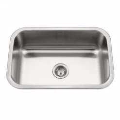 Houzer Medallion Designer 27 inch Stainless Steel Undermount Single D Bowl Kitchen Sink with Strainer- 18 Gauge, MS-2700-1