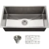 Houzer Nouvelle 31 inch Stainless Steel Undermount Single Bowl Kitchen Sink with Strainer & Grid - 18 Gauge, NOG-4150-1
