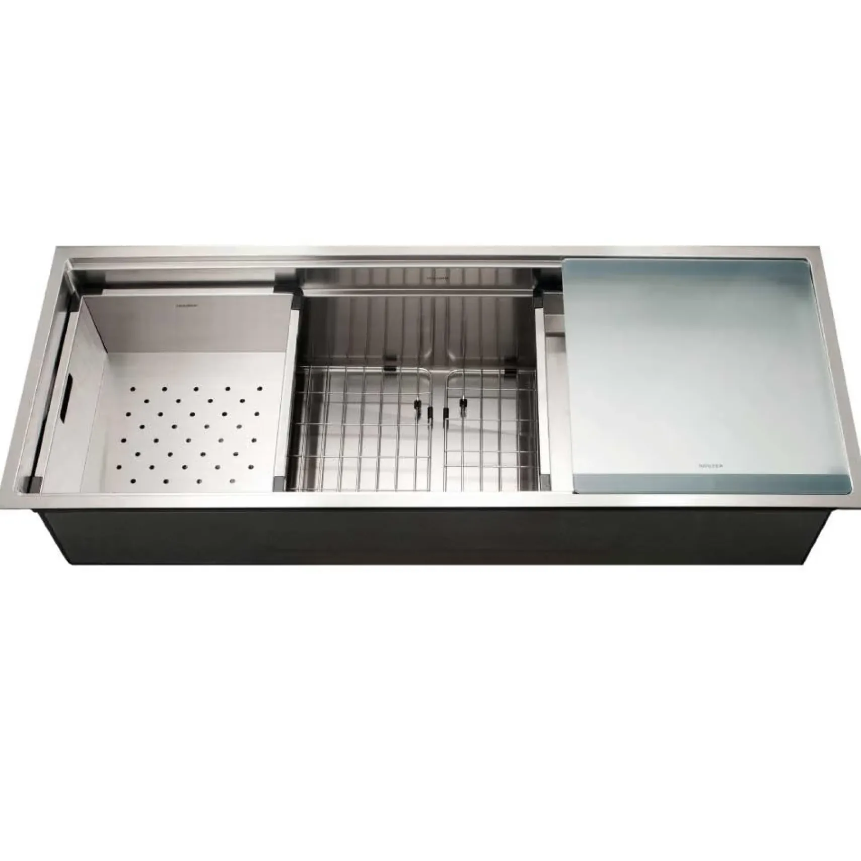 Houzer Novus 45" Workstation Kitchen Sink, 18 Gauge Stainless Steel, NVS-6500
