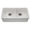 Houzer Platus 32" Fireclay 50/50 Double Bowl Undermount Kitchen Sink, White, PTU-3200 WH