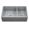 Houzer Platus 33" Fireclay Farmhouse Sink, 60/40 Double Bowl, Gray, PTD-6040 GR