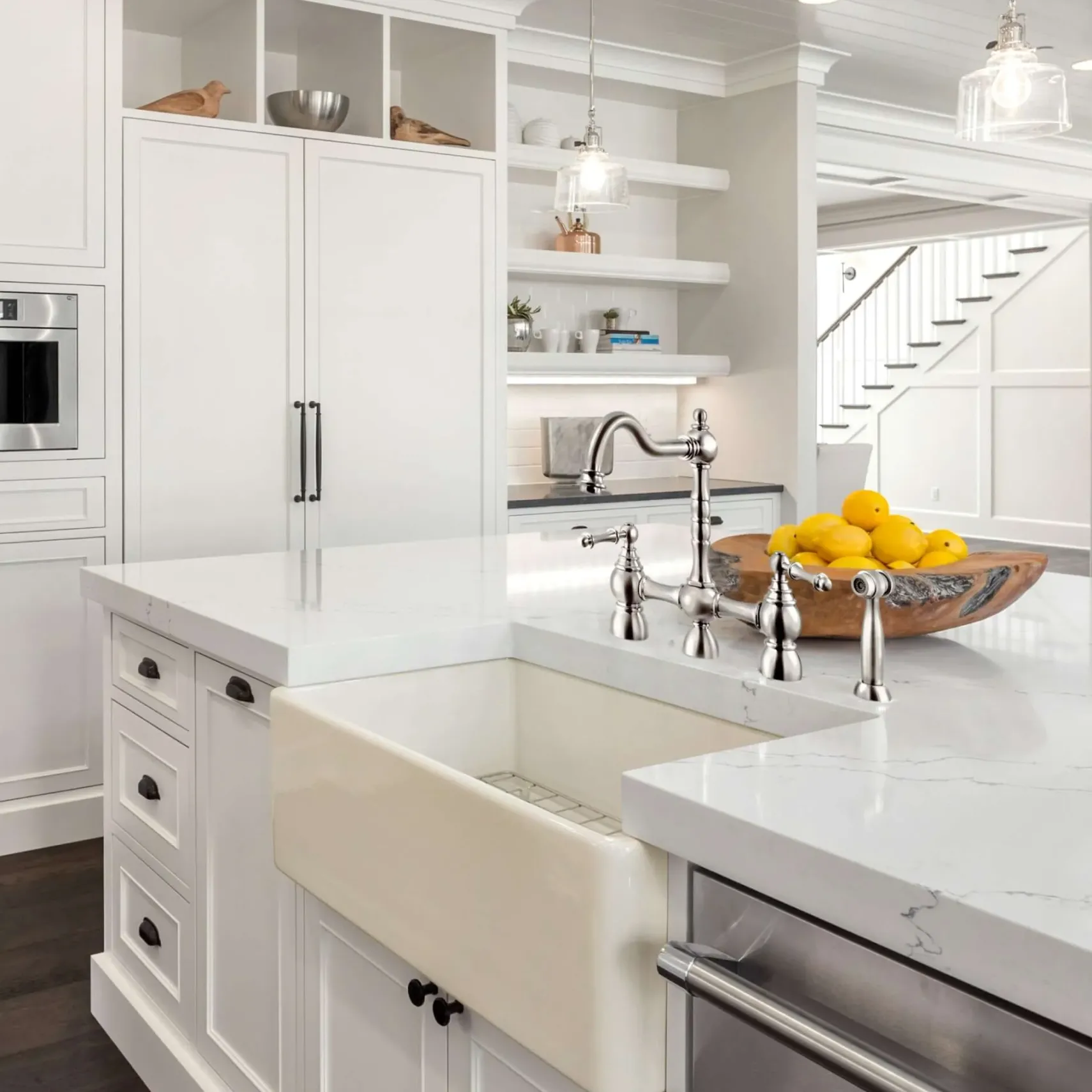 Houzer Platus 30" Fireclay Farmhouse Sink, Biscuit, PTS-4118 BQ