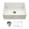 Houzer Platus 30 inch Biscuit Fireclay Apron Front Farmhouse Single Bowl Kitchen Sink - PTS-4100 BQ-C with Basket Strainer and Basin Grid Included