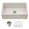 Houzer Platus 30 inch Biscuit Fireclay Apron Front Farmhouse Single Bowl Kitchen Sink - PTS-4118 BQ-C with Basket Strainer and Basin Grid Included