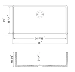 Houzer Platus 36 inch Biscuit Fireclay Apron Front Farmhouse Single Bowl Kitchen Sink - PTG-3600 BQ-C