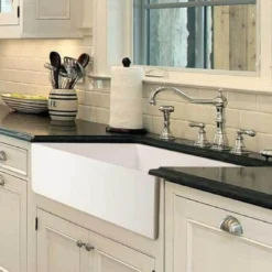Houzer Platus 36 inch Biscuit Fireclay Apron Front Farmhouse Single Bowl Kitchen Sink - PTG-3600 BQ-C