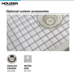 Houzer Platus 36 inch Biscuit Fireclay Apron Front Farmhouse Single Bowl Kitchen Sink - PTG-3600 BQ-C