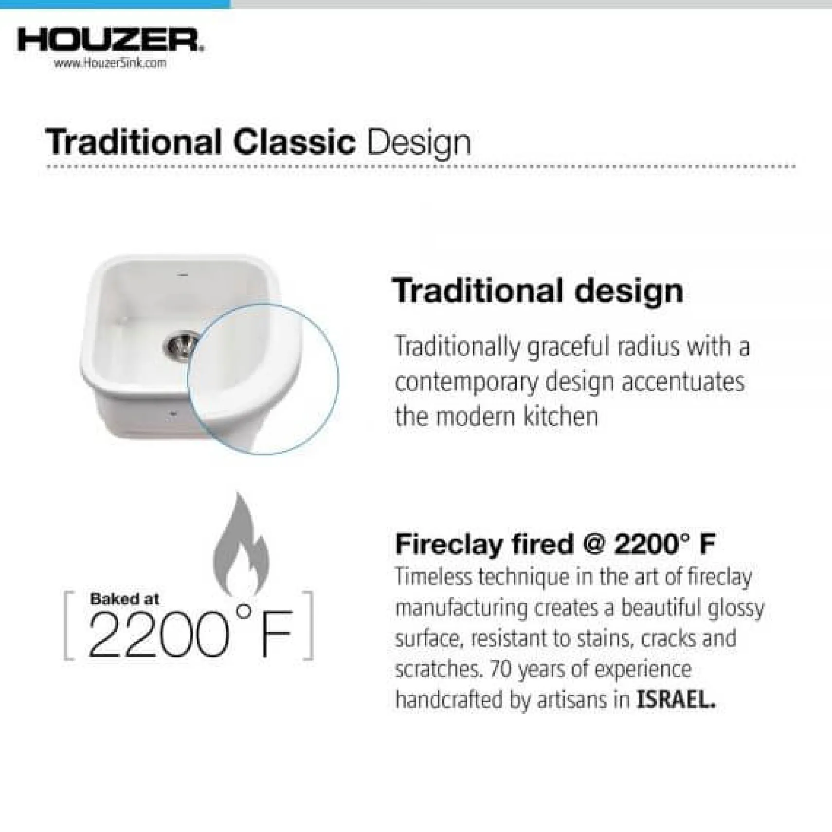 Houzer Platus 36 inch Biscuit Fireclay Apron Front Farmhouse Single Bowl Kitchen Sink - PTG-3600 BQ-C