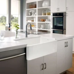 Houzer Platus 33 inch Matte White Fireclay Apron Front Farmhouse Single Bowl Kitchen Sink - PTG-4300 MWH
