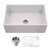 Houzer Platus 30 inch Matte White Fireclay Apron Front Farmhouse Single Bowl Kitchen Sink - PTS-4100 MWH