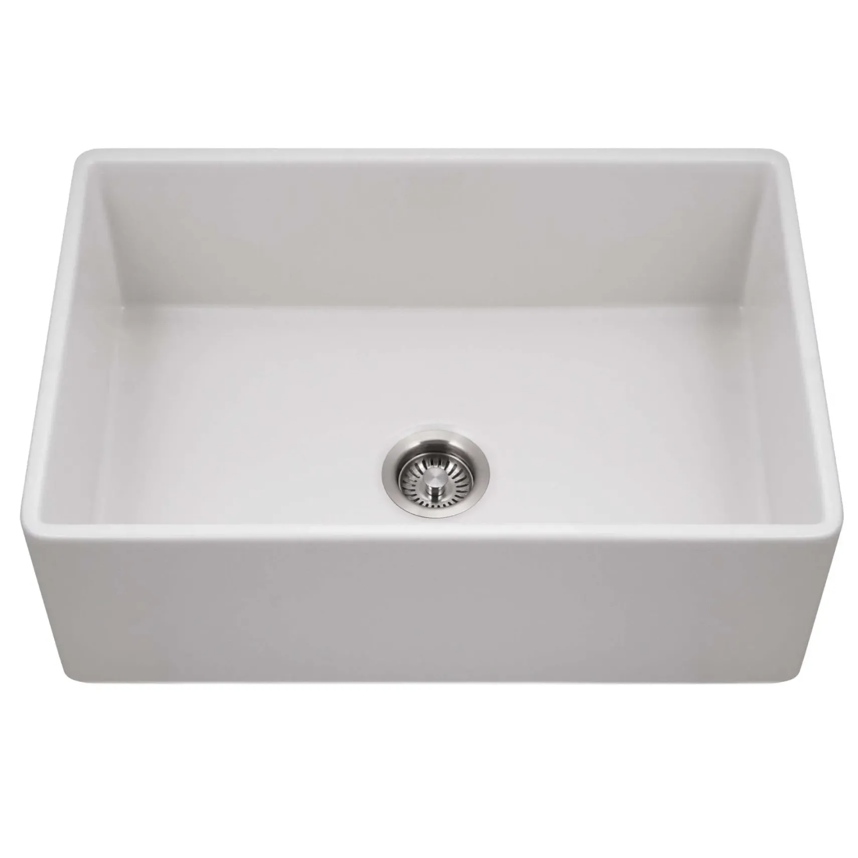 Houzer Platus 30 inch Matte White Fireclay Apron Front Farmhouse Single Bowl Kitchen Sink - PTS-4100 MWH
