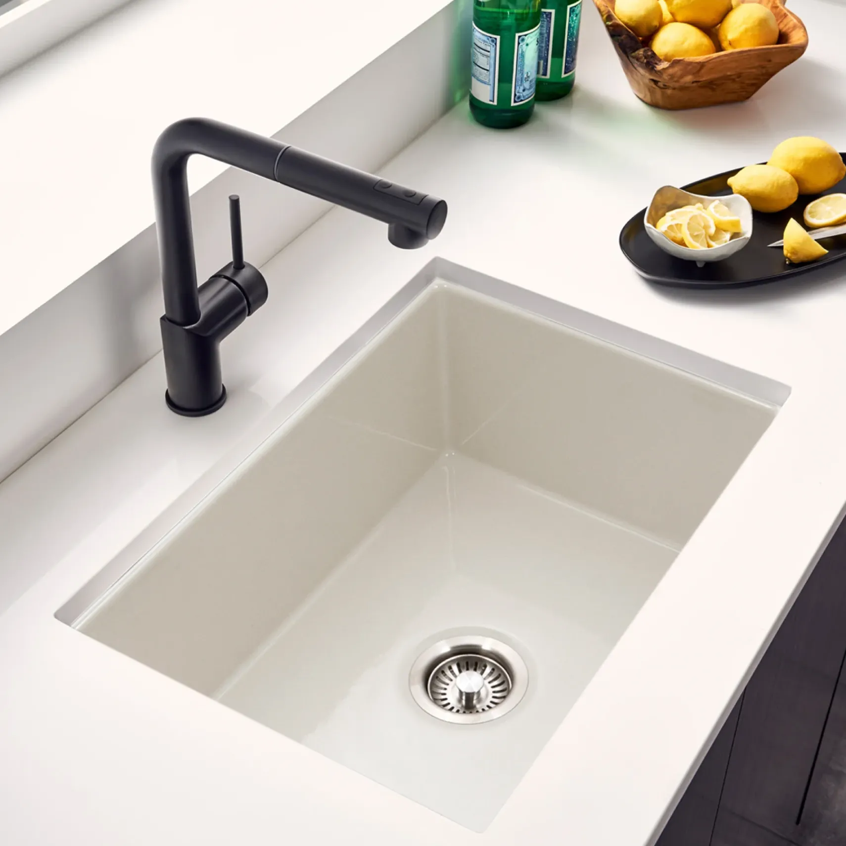 Houzer Platus 18" Undermount Fireclay Kitchen Sink, Biscuit, PTU-2800 BQ