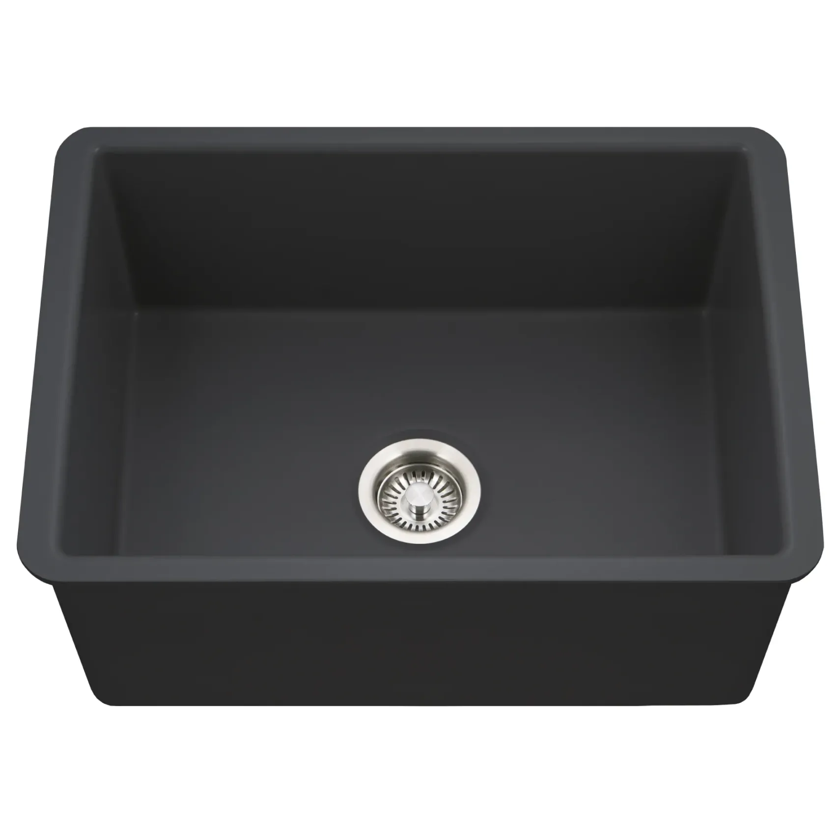 Houzer Platus 18" Undermount Fireclay Kitchen Sink, Black, PTU-2800 BL