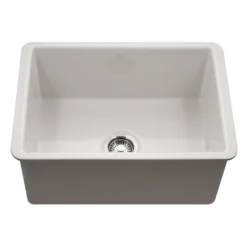 Houzer Platus 18" Undermount Fireclay Kitchen Sink, White, PTU-2800 WH